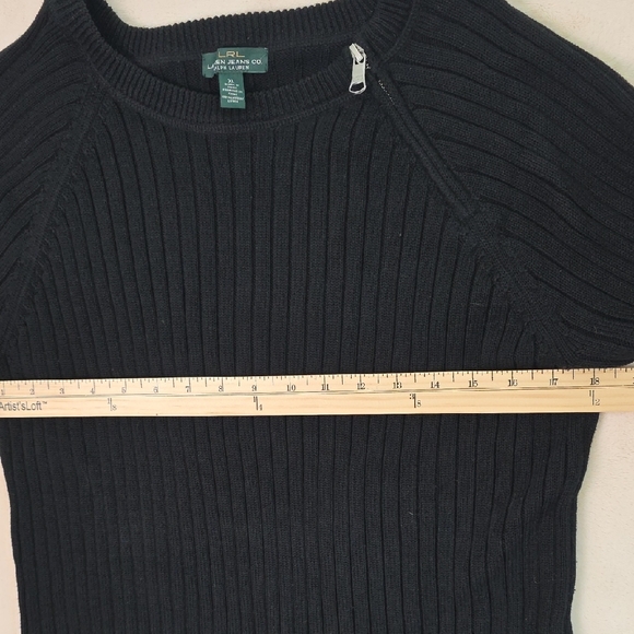 Ralph Lauren Black Ribbed Cotton Sweater - Picture 12 of 16